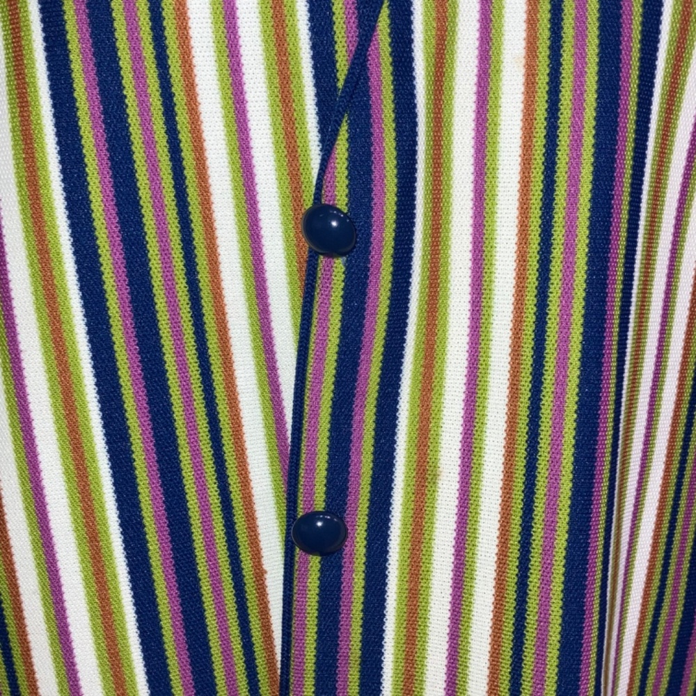 Vintage 70s Jantzen cool tone vertical stripe polyester blazer - Picture 10 of 11